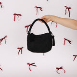 Prada Nylon Beaded Logo Tassel Hobo
