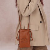 Celine Drawstring Triomphe Leather Pouch Crossbody