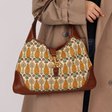 Gucci Large Pineapple Canvas Jackie Bouvier Hobo
