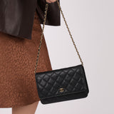 Chanel 2019 Black Caviar Wallet on Chain