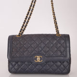 Rare Chanel 2015 Caviar Medium Navy Paris Flap Bag