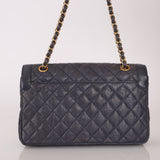 Rare Chanel 2015 Caviar Medium Navy Paris Flap Bag