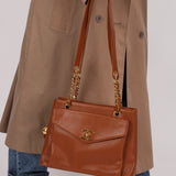 Chanel 1995 Chestnut Caviar Turnlock Pocket Tote 24K GP