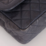 Rare Chanel 2015 Caviar Medium Navy Paris Flap Bag