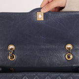 Rare Chanel 2015 Caviar Medium Navy Paris Flap Bag