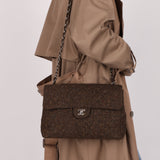 Chanel 2011 Chocolate Tweed Turnlock Square Flap