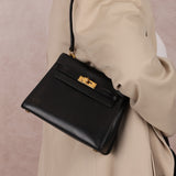 Rare Hermès 1996 Noir Box Calf Kelly 20 GHW