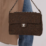 Chanel 2011 Chocolate Tweed Turnlock Square Flap
