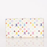 Limited Edition Louis Vuitton x Takashi Murakami Monogram Multicolor Blanc Sarah Wallet