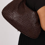 Rare Bottega Veneta Chocolate Embossed Small Intrecciato Hobo