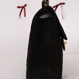 Chanel 1991 Black Suede XL Turnlock Jumbo Classic Flap 24K GP