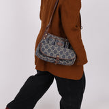 Celine Denim Triomphe Front Pocket Shoulder Bag