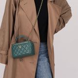 Chanel 2021 Lambskin Teal Mini Rectangular Top Handle Vanity