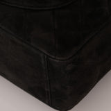 Chanel 1991 Black Suede XL Turnlock Jumbo Classic Flap 24K GP
