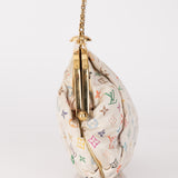 Ultra-Rare Louis Vuitton x Takashi Murakami Multicolor Monogram Satin Aumoniere Clutch on Chain