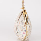 Ultra-Rare Louis Vuitton x Takashi Murakami Multicolor Monogram Satin Aumoniere Clutch on Chain