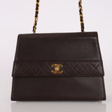 Chanel 1989 Lambskin Chocolate Trapezoid Flap Bag