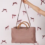 Gucci Nude Leather Bamboo Large Shopper Tote