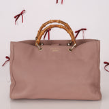 Gucci Nude Leather Bamboo Large Shopper Tote
