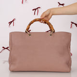 Gucci Nude Leather Bamboo Large Shopper Tote