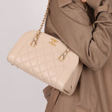 Chanel 2015 Calfskin Mademoiselle Chain Bowler Bag GHW
