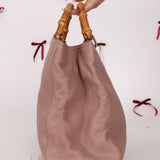 Gucci Nude Leather Bamboo Large Shopper Tote