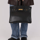 Hermès 2003 Noir Courchevel Retourne Birkin 35 GHW