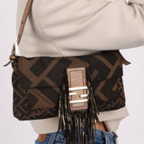 Fendi XL Mix Zucca Fringe Baguette