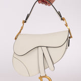 Dior 2019 Grained Leather Mini White Saddle