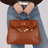 Limited Edition Hermès 2012 Fauve Tadelakt Ghillies Kelly Retourne 35 GHW