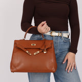 Limited Edition Hermès 2012 Fauve Tadelakt Ghillies Kelly Retourne 35 GHW