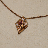 18K Yellow Gold Ruby and Diamond Triple Row Pendant Necklace
