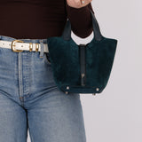 Limited Edition Hermès 2014 Blue Peacock Doblis and Vert Cyprès Swift Picotin 18