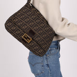 Rare Fendi Zucca Zip Mamma Baguette GHW