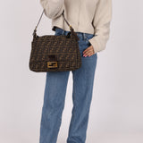 Rare Fendi Zucca Zip Mamma Baguette GHW