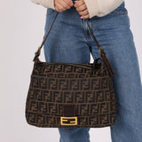 Rare Fendi Zucca Zip Mamma Baguette GHW