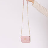 Chanel Pink Lambskin About Pearls Flap Cardholder with Chain