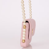 Chanel Pink Lambskin About Pearls Flap Cardholder with Chain