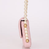 Chanel Pink Lambskin About Pearls Flap Cardholder with Chain