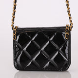 Chanel 2024 Patent Chain Heart Around Cardholder on Chain