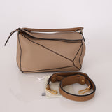 Loewe Leather Medium Taupe Pebbled Bicolor Puzzle