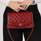 Rare Chanel 1996 Bordeaux Lambskin Medium Diana Flap Bag 24k GP