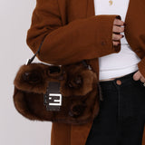 Fendi Mink Selleria Flower Motif Baguette
