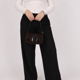 Ultra-Rare Fendi Brown Beaded, Lizard, & Crystal Floral Baguette