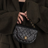 Chanel 1986 Lambskin Crescent Mini Flap