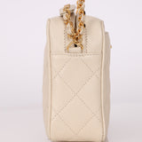 Chanel 1996 Ivory Caviar Mini Square Turnlock Camera Bag