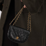 Chanel 1986 Lambskin Crescent Mini Flap