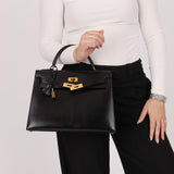 Hermès 1993 Black Box Sellier Kelly 32 GHW