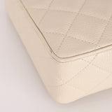 Chanel 1996 Ivory Caviar Mini Square Turnlock Camera Bag