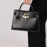 Hermès 1993 Black Box Sellier Kelly 32 GHW